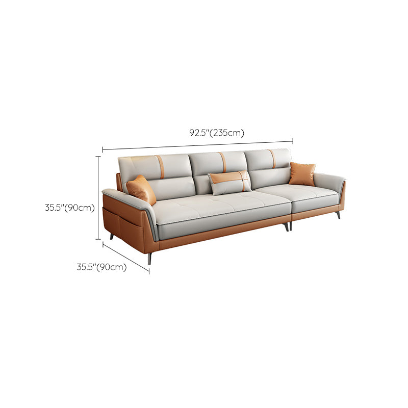 Pillow Top Arm Sofa 35.43" High Faux Leather Sofa for Living Room