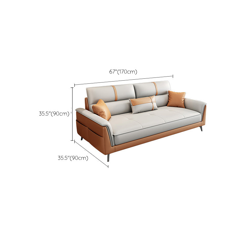 Pillow Top Arm Sofa 35.43" High Faux Leather Sofa for Living Room