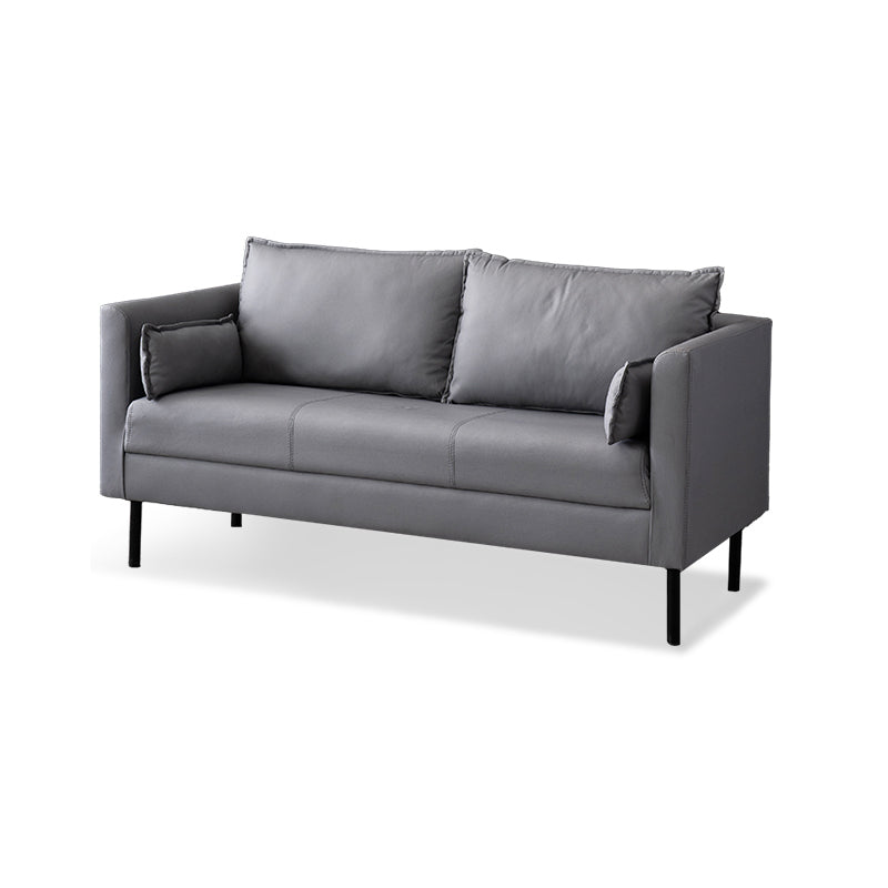 30.7" High Glam Sofa Faux Leather Tuxedo Arm Sofa with 2 Pillows