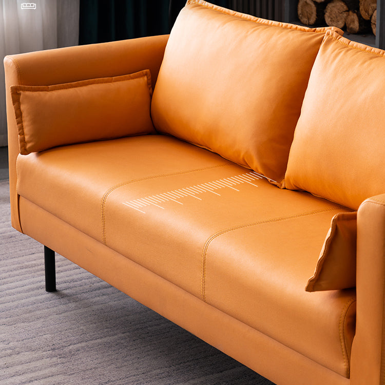 30.7" High Glam Sofa Faux Leather Tuxedo Arm Sofa with 2 Pillows