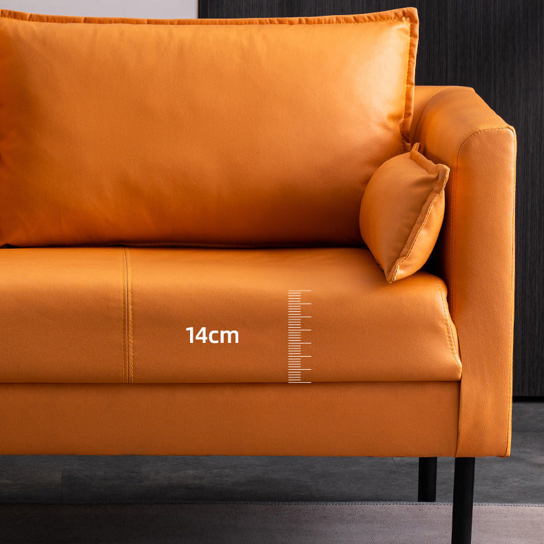 30.7" High Glam Sofa Faux Leather Tuxedo Arm Sofa with 2 Pillows