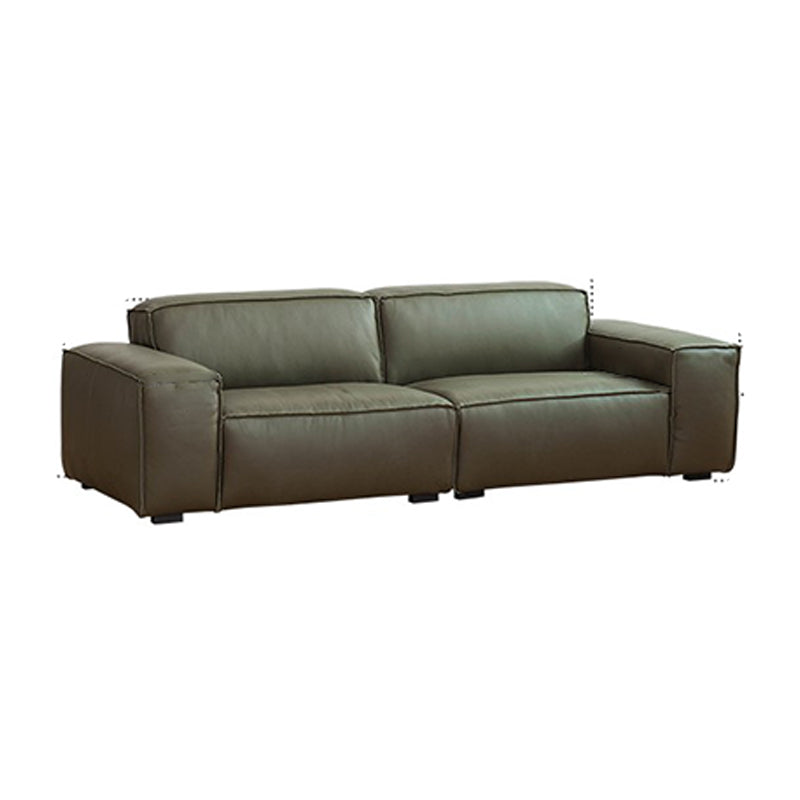 27.55" High Cushions Sofa Faux Genuine Leather Square Arm Sofa