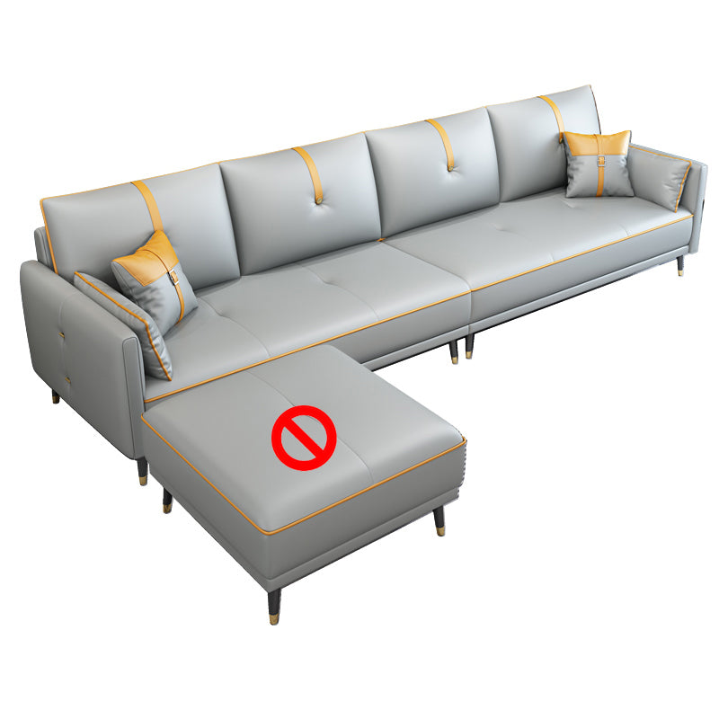 Faux Leather Sofa 35.43" High Modern Square Arm Sofa with 4 Pillows