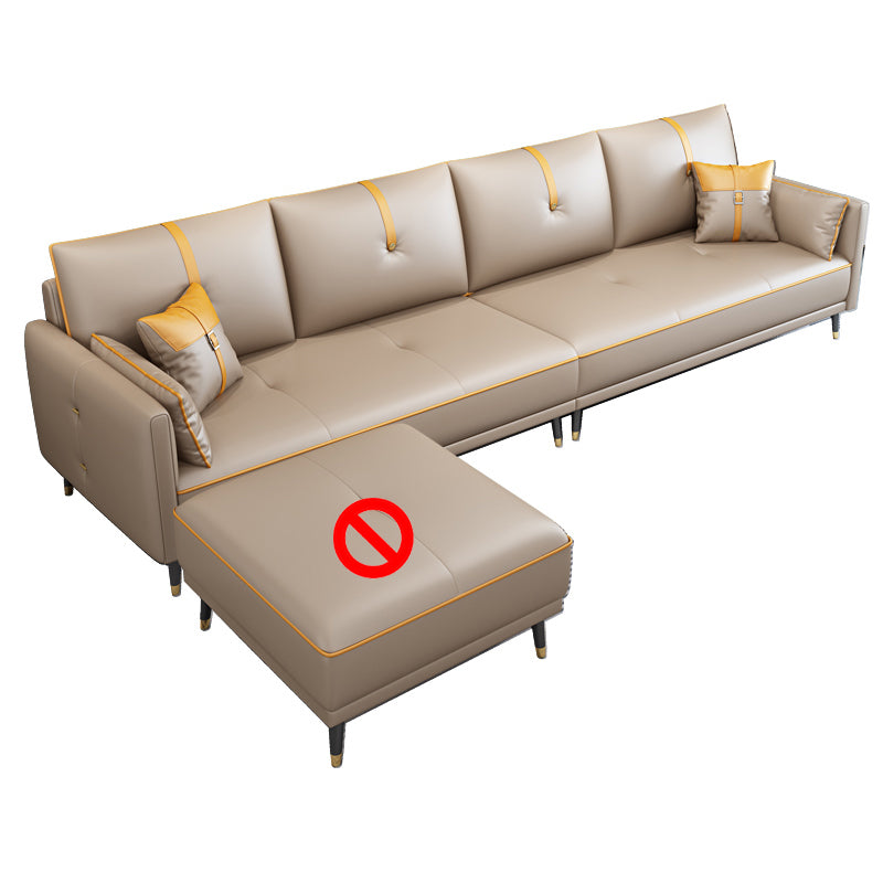 Faux Leather Sofa 35.43" High Modern Square Arm Sofa with 4 Pillows