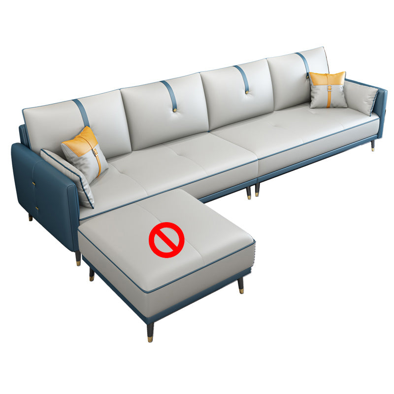Faux Leather Sofa 35.43" High Modern Square Arm Sofa with 4 Pillows