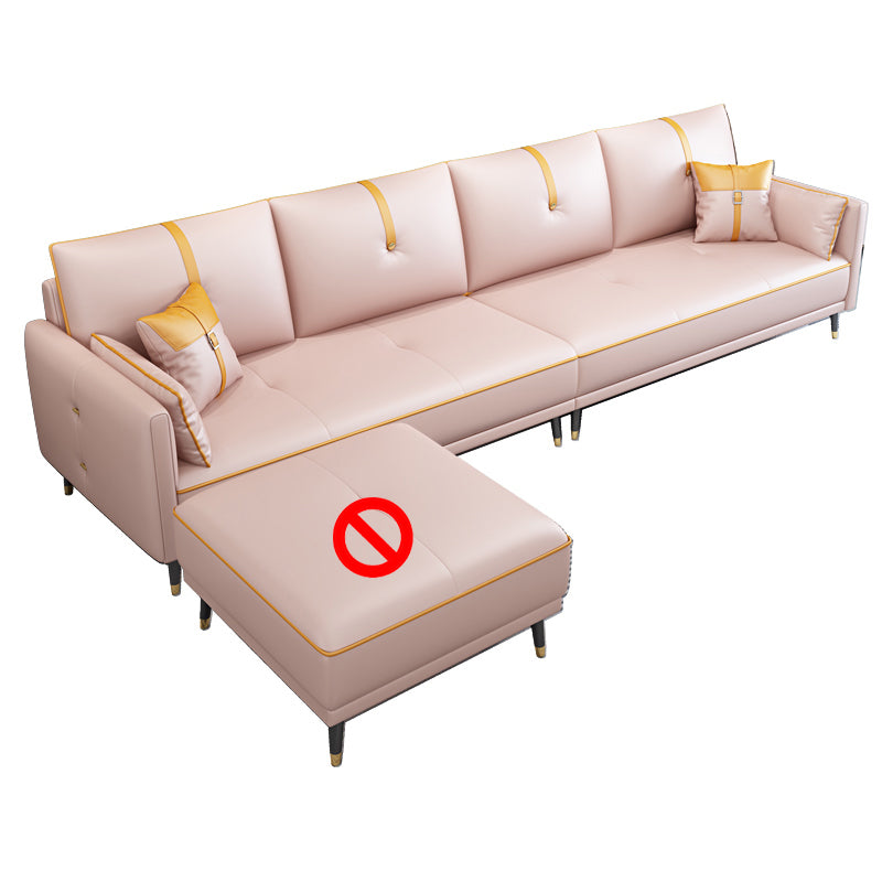 Faux Leather Sofa 35.43" High Modern Square Arm Sofa with 4 Pillows