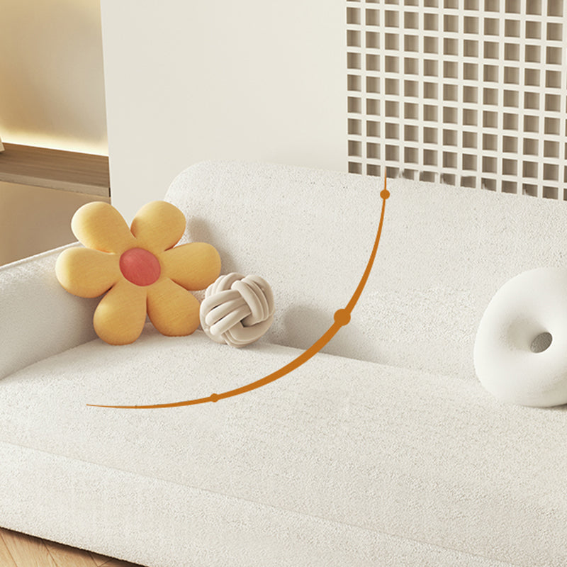 Glam White Wool Futon Sleeper Sofa with Storage in Solid Wood