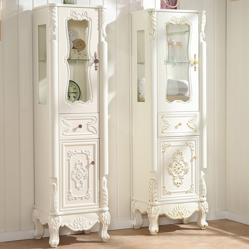 Modern Standard Accent Cabinet White Solid Wood Cabinet with Doors