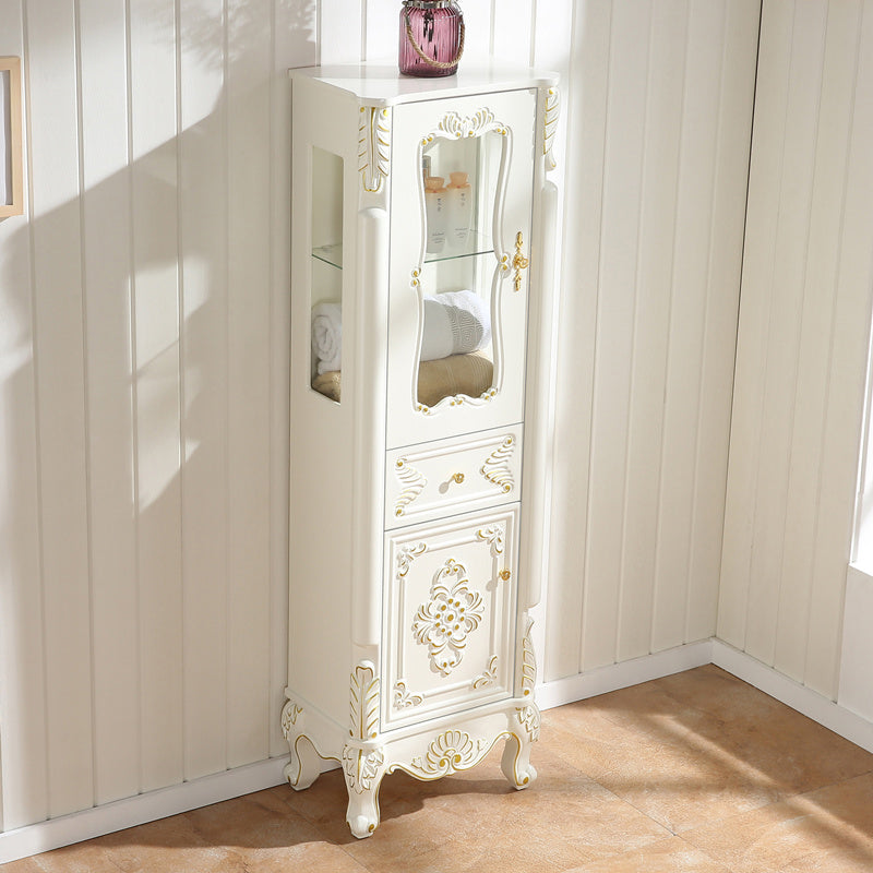 Modern Standard Accent Cabinet White Solid Wood Cabinet with Doors