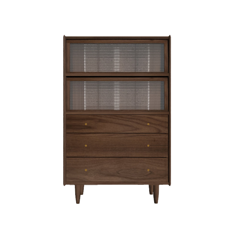 Modern Side Cabinet Solid Wood 49.6" Tall Side Cabinet with Glass Top