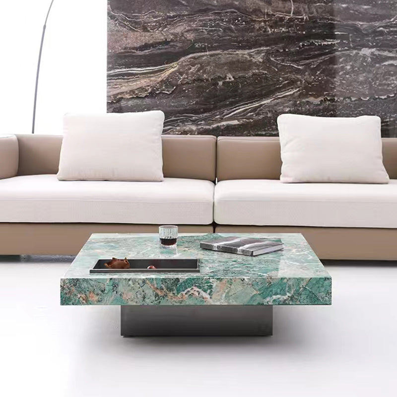 11"H Contemporary Cocktail Table Stone Square Coffee Cocktail Table