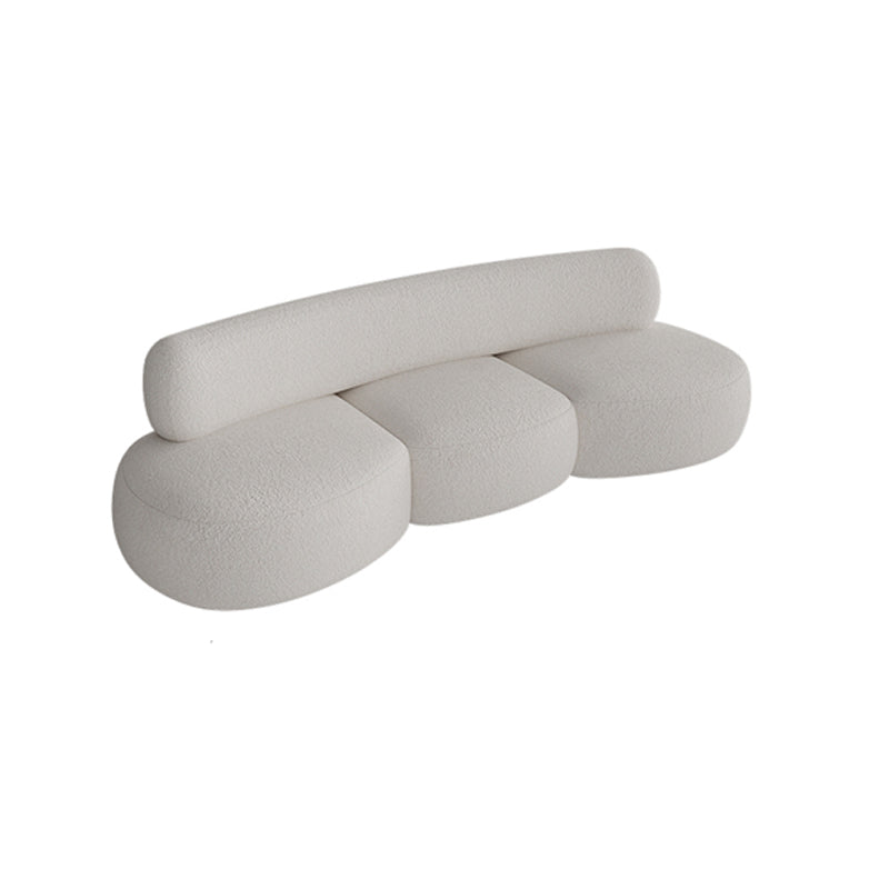 Contemporary Style Wool Sofa in White Curved Upholstered Sofa