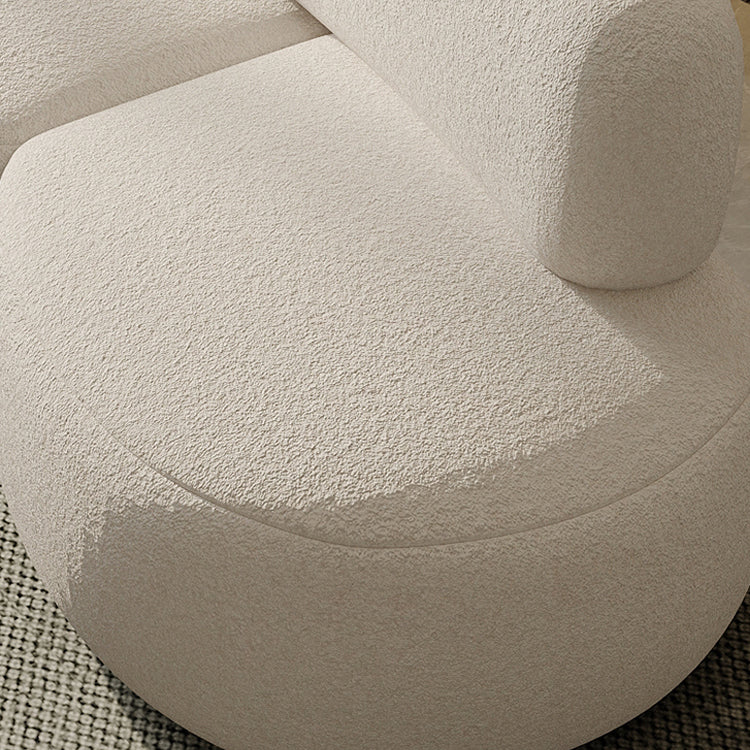 Contemporary Style Wool Sofa in White Curved Upholstered Sofa