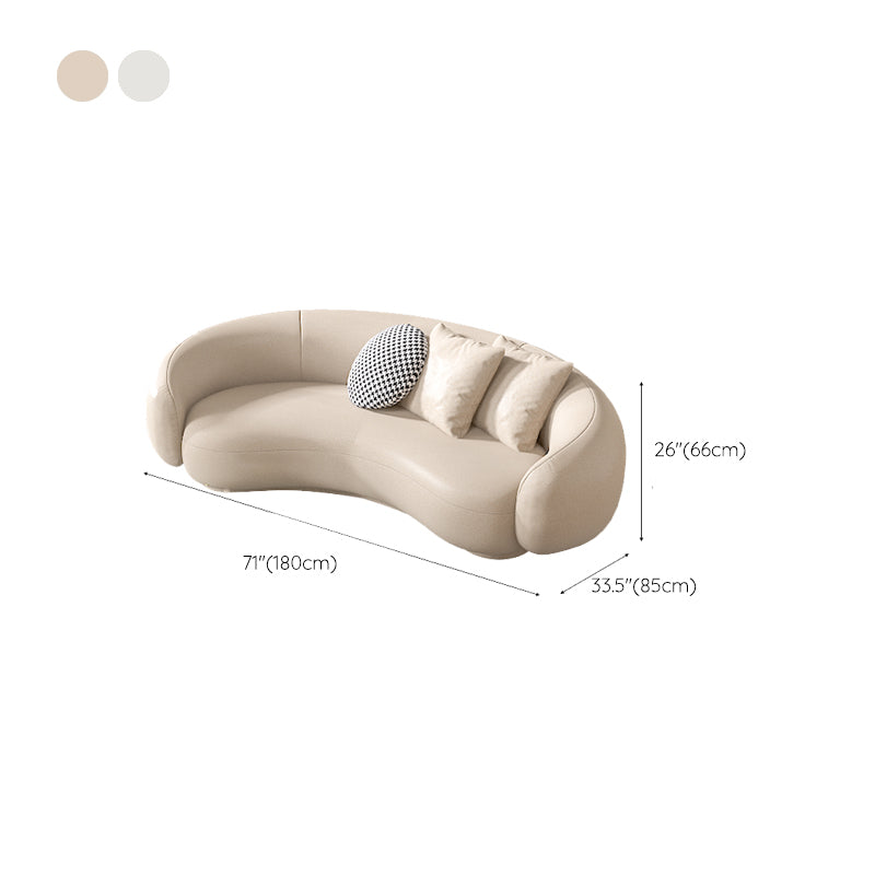 Contemporary Solid Color Sofa Upholstered Wool and Faux Leather Sofa