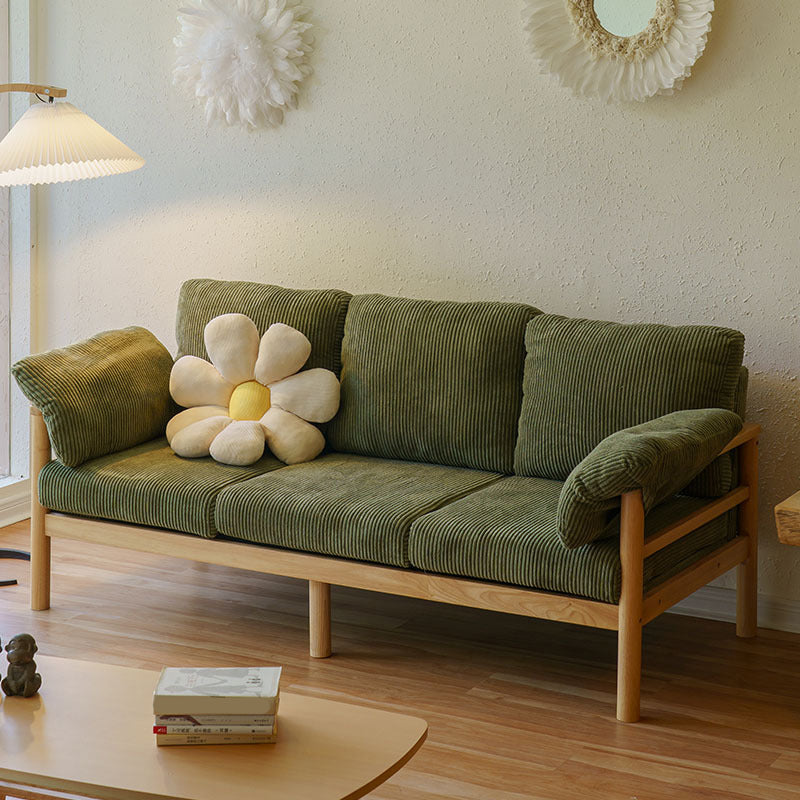 Tropical 3 Seater Corduroy Sofa 33.46" Wide Pillow Top Arm Sofa
