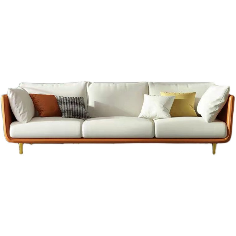 Scandinavian Faux Leather Sofa 28.74" Wide Wood Frame Square Arm Sofa