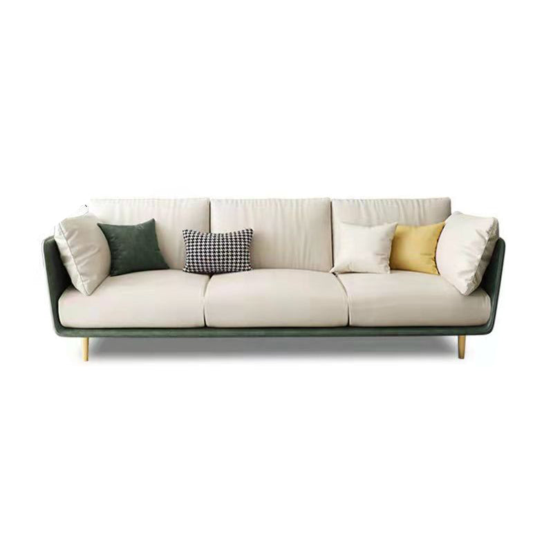 Scandinavian Faux Leather Sofa 28.74" Wide Wood Frame Square Arm Sofa