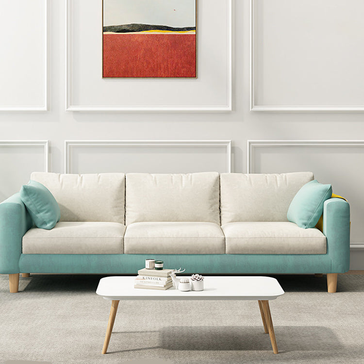 26.37" Wide Square Arm Sofa 3 Seater Solid Color Sofa with Storage