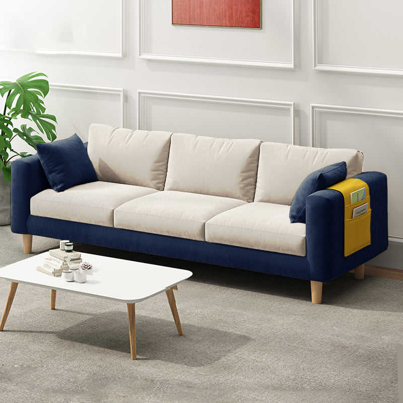 26.37" Wide Square Arm Sofa 3 Seater Solid Color Sofa with Storage