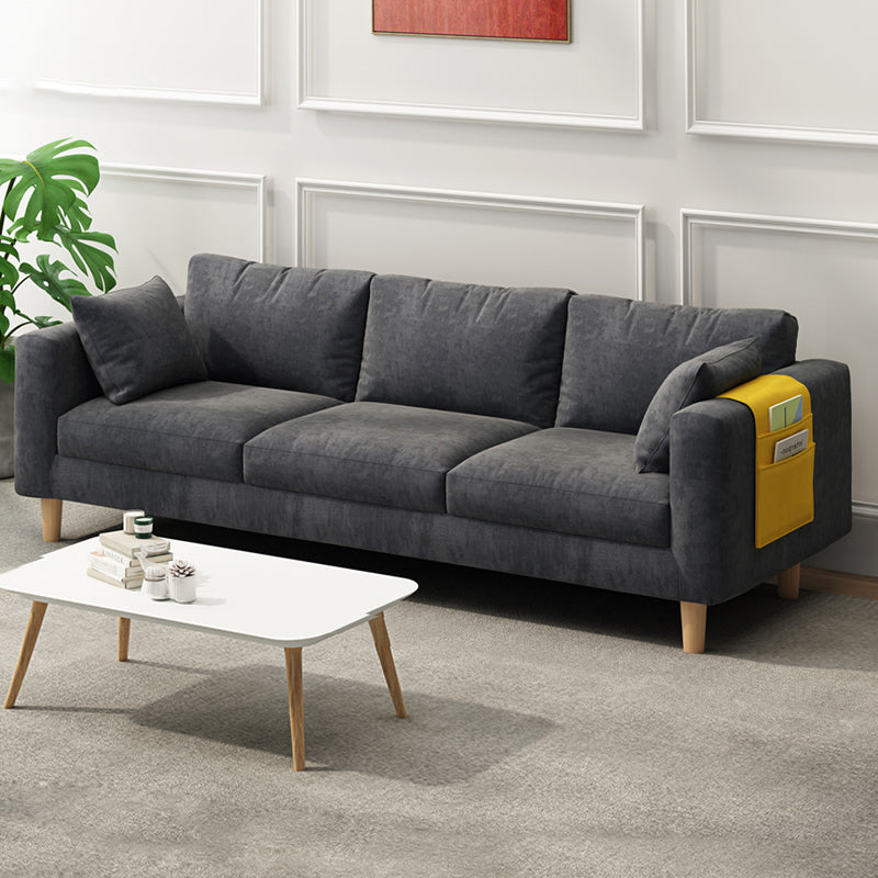 26.37" Wide Square Arm Sofa 3 Seater Solid Color Sofa with Storage