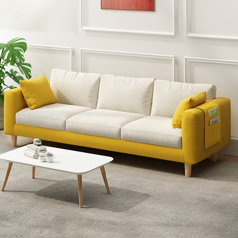 26.37" Wide Square Arm Sofa 3 Seater Solid Color Sofa with Storage