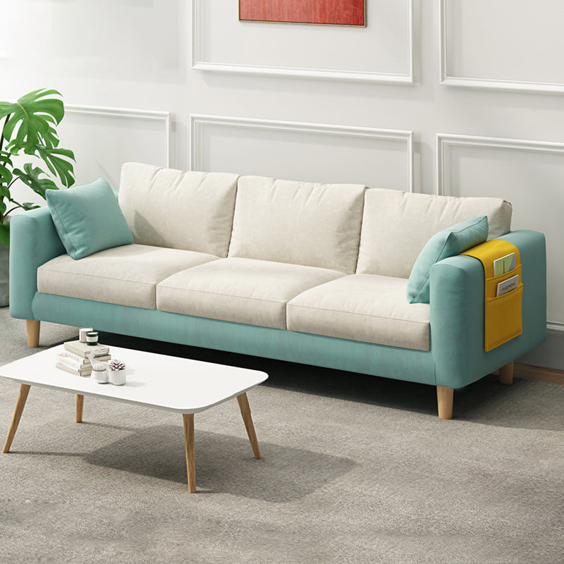 26.37" Wide Square Arm Sofa 3 Seater Solid Color Sofa with Storage