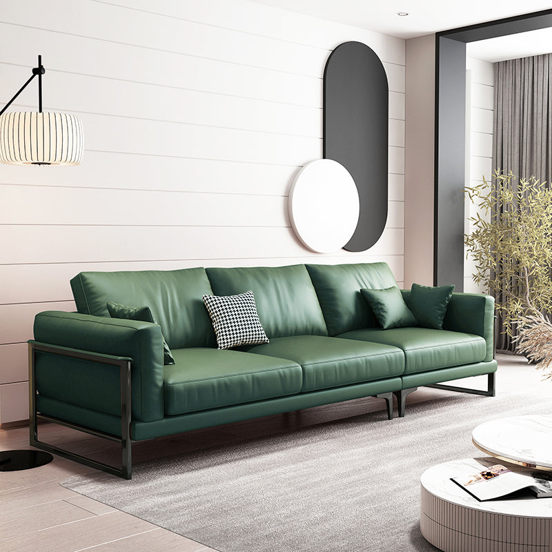 4 Seater Leather Sofa 36.22" Wide Square Arm Sofa for Living Room