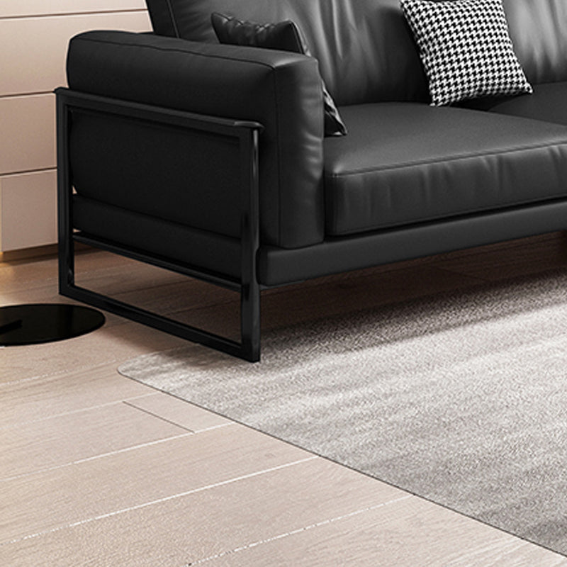 4 Seater Leather Sofa 36.22" Wide Square Arm Sofa for Living Room