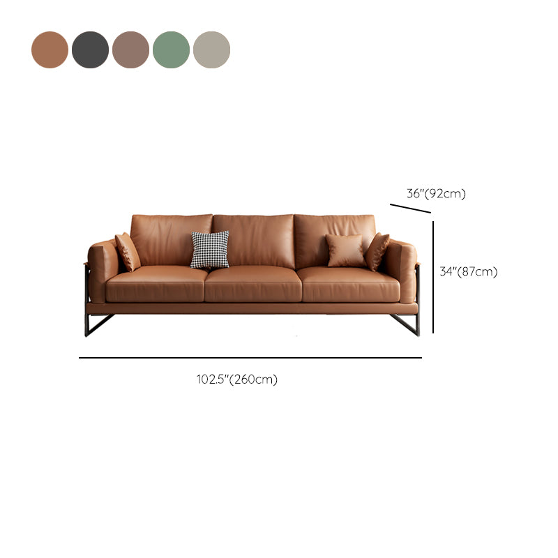 4 Seater Leather Sofa 36.22" Wide Square Arm Sofa for Living Room