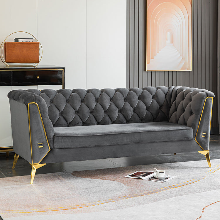 Scandinavian Solid Color Sofa 28.74" Wide Wood Frame Tuxedo Arm Sofa