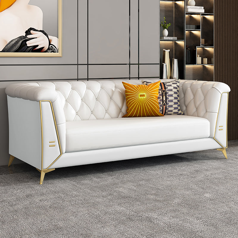 Scandinavian Solid Color Sofa 28.74" Wide Wood Frame Tuxedo Arm Sofa