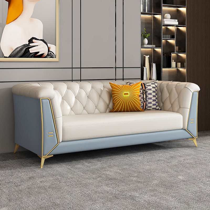 Scandinavian Solid Color Sofa 28.74" Wide Wood Frame Tuxedo Arm Sofa