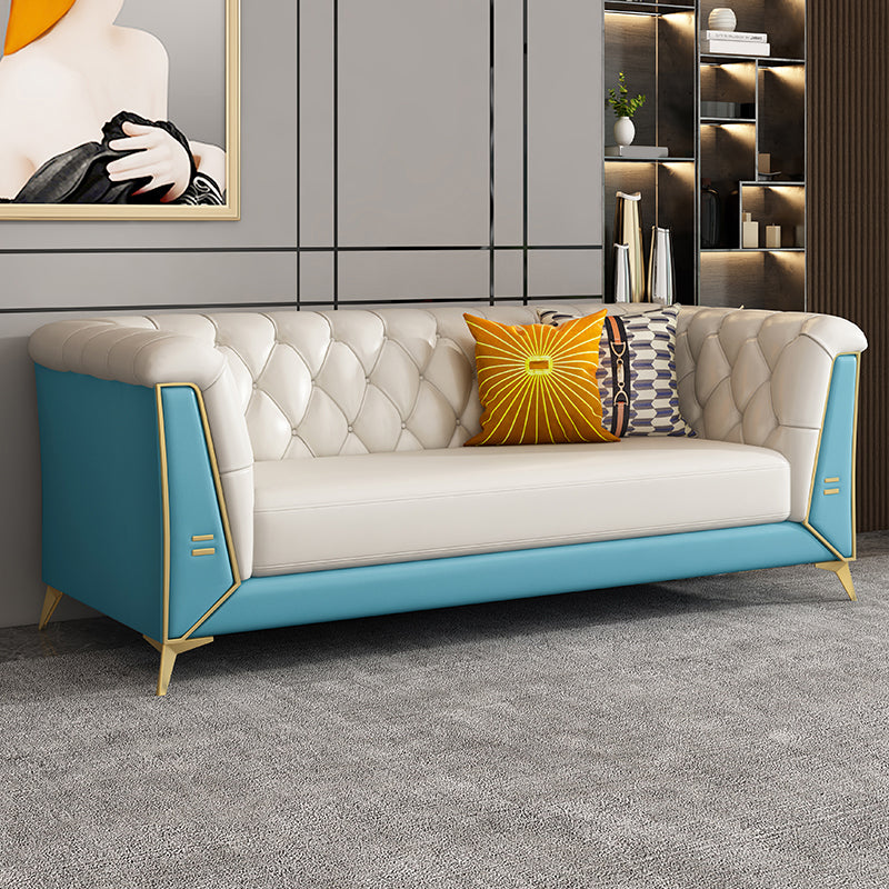 Scandinavian Solid Color Sofa 28.74" Wide Wood Frame Tuxedo Arm Sofa