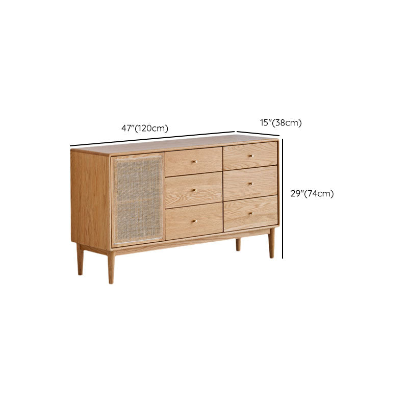 Contemporary Paned Cabinet Brown Pine and Cherry Accent Cabinet with Doors