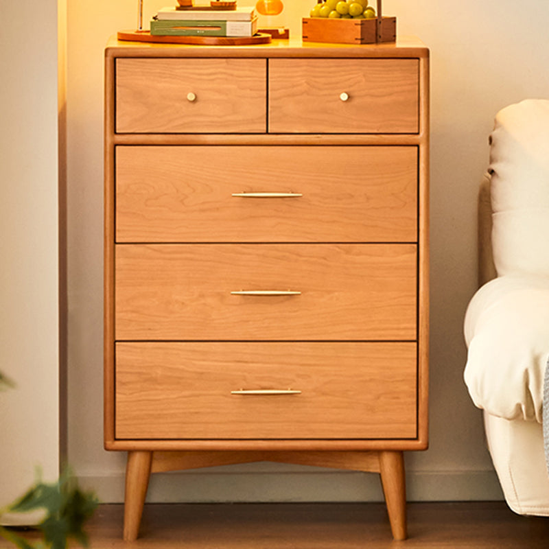Contemporary Pine Wood Accent Chest 39" Tall Side Cabinet with 5 Drawers