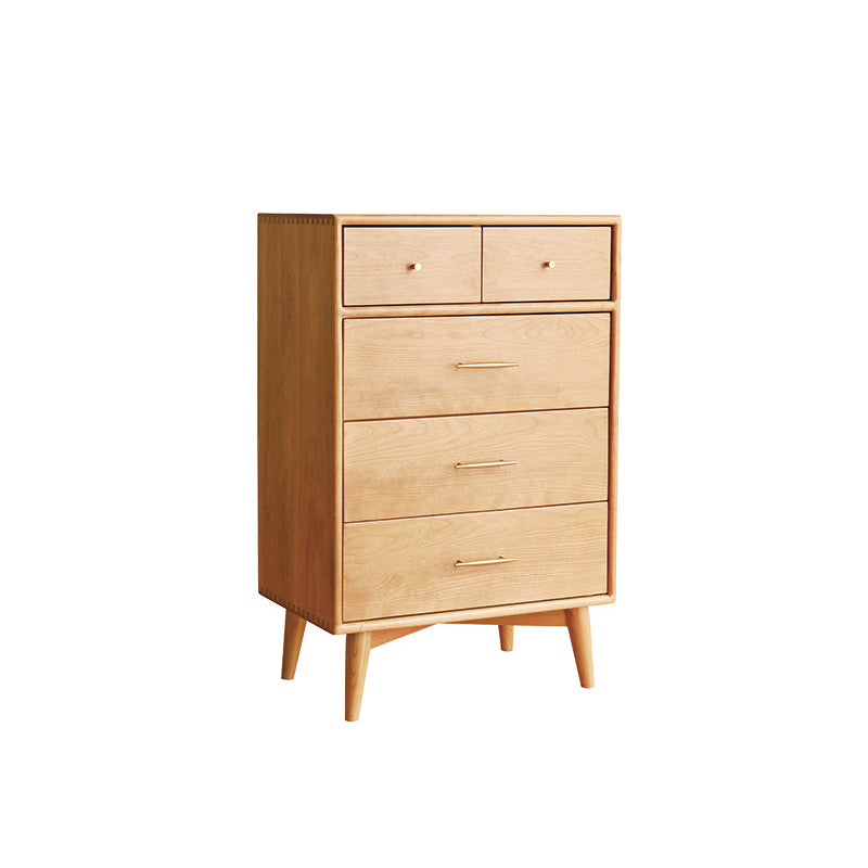 Contemporary Pine Wood Accent Chest 39" Tall Side Cabinet with 5 Drawers