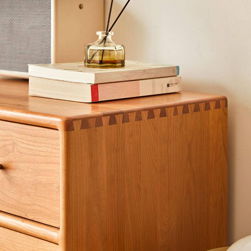 Contemporary Pine Wood Accent Chest 39" Tall Side Cabinet with 5 Drawers