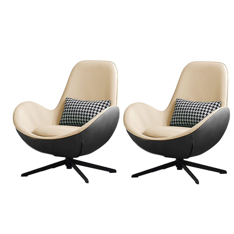Fixed Back Lounge Chair Water Resistant Ottoman Set with Metal Legs