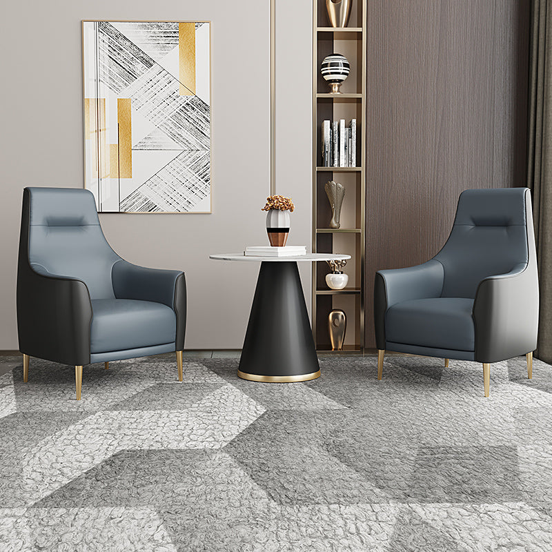 Fixed Back Lounge Chair Water Resistant Side Chair with Gold Tone Legs