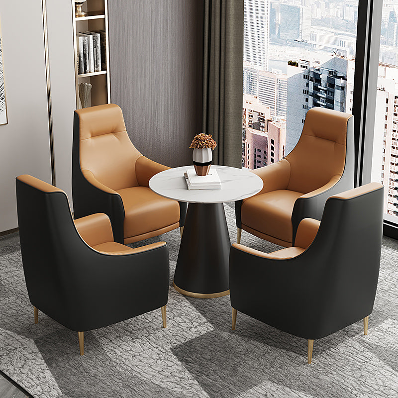 Fixed Back Lounge Chair Water Resistant Side Chair with Gold Tone Legs