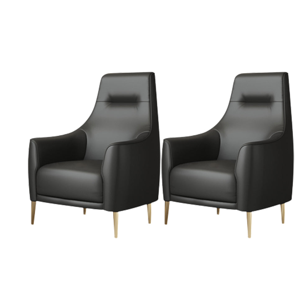 Fixed Back Lounge Chair Water Resistant Side Chair with Gold Tone Legs