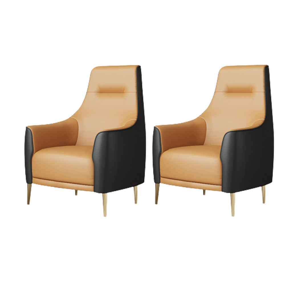 Fixed Back Lounge Chair Water Resistant Side Chair with Gold Tone Legs