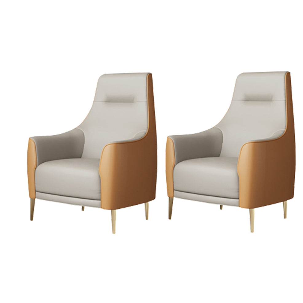 Fixed Back Lounge Chair Water Resistant Side Chair with Gold Tone Legs