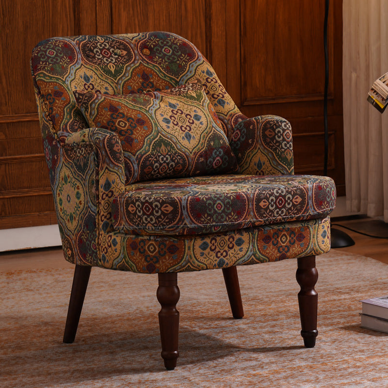 Fixed Back Lounge Chair Solid Wood Resistant Side Chair with Legs