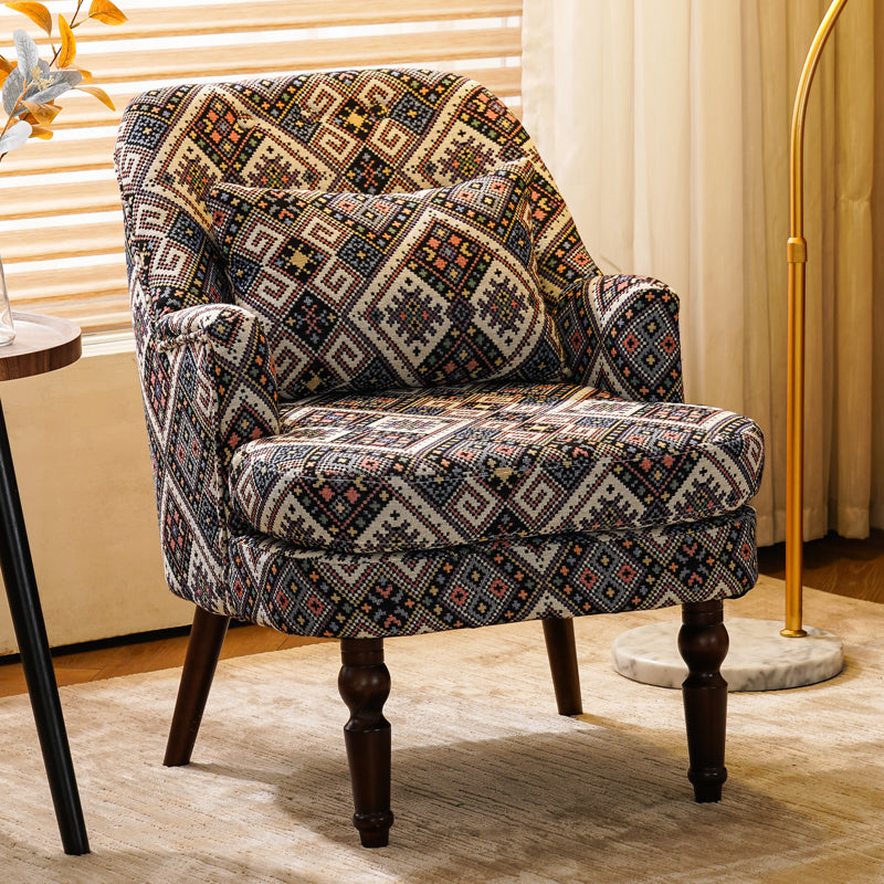 Fixed Back Lounge Chair Solid Wood Resistant Side Chair with Legs