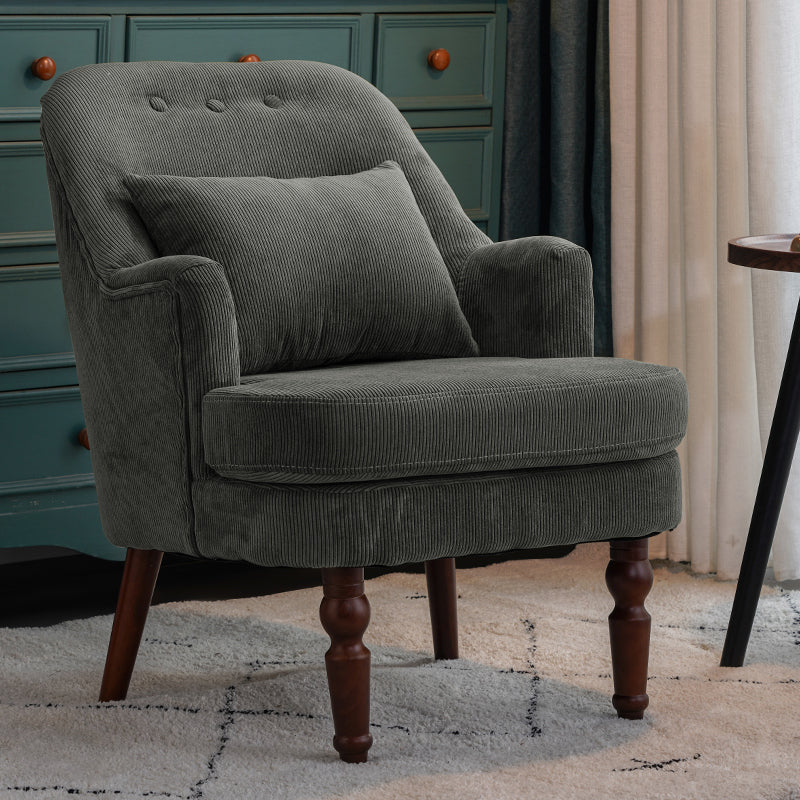 Fixed Back Lounge Chair Solid Wood Resistant Side Chair with Legs