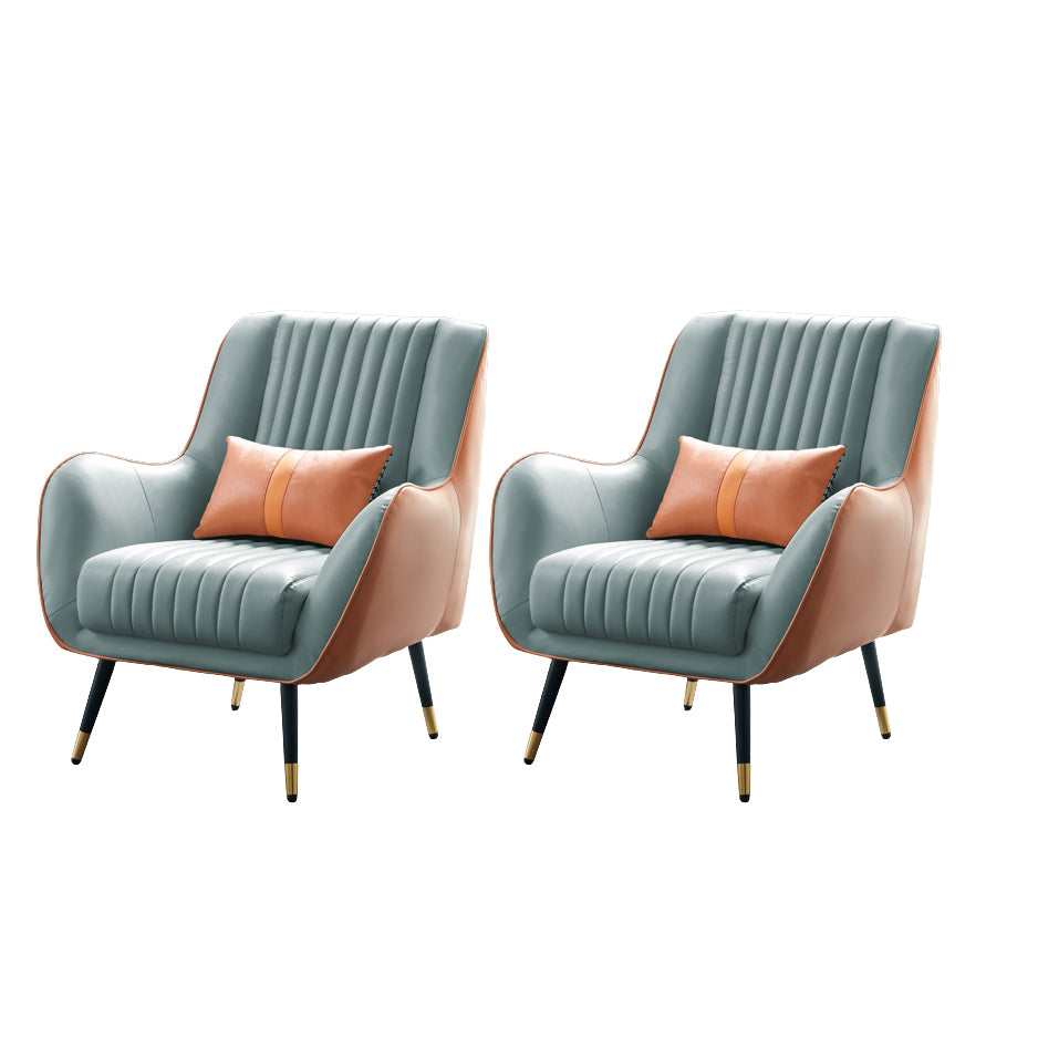 Fixed Back Lounge Chair Leather Water Resistant Side Chair for Living Room