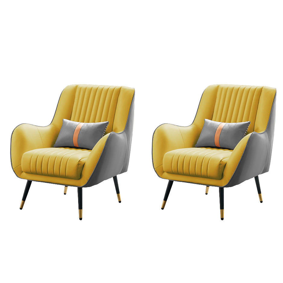 Fixed Back Lounge Chair Leather Water Resistant Side Chair for Living Room