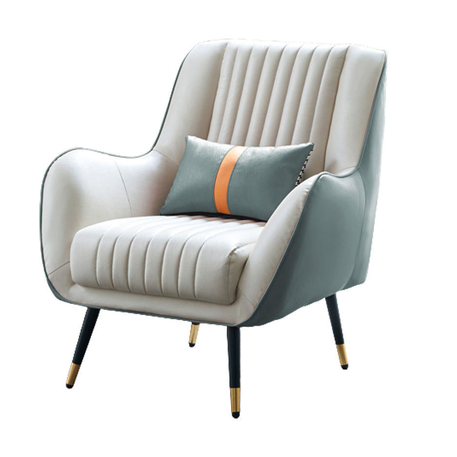 Fixed Back Lounge Chair Leather Water Resistant Side Chair for Living Room