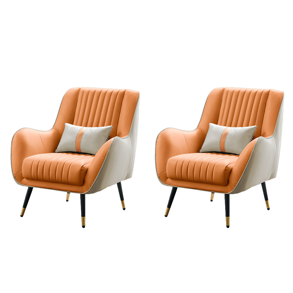 Fixed Back Lounge Chair Leather Water Resistant Side Chair for Living Room